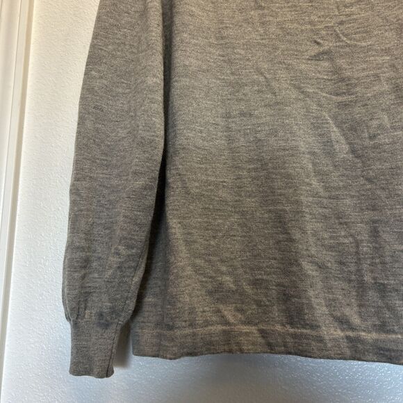 Mens Toscano Button Collar Polo Sweater Large Plaid Gray 100% Wool Made in Italy - Picture 10 of 14